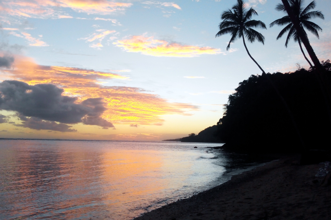 sunset on beach in fiji