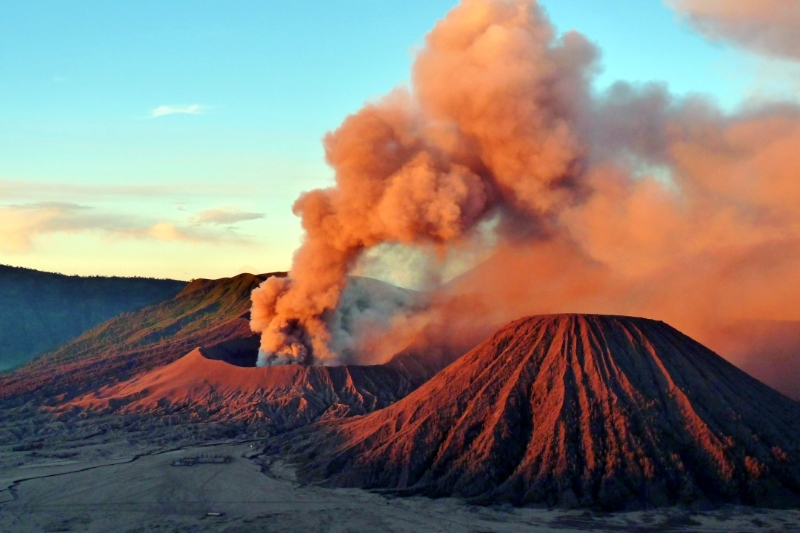 Mount Rinjani volcanic eruption in Bali Indonesia