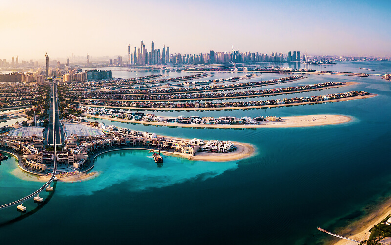 aerial view of Dubai Marina in UAE
