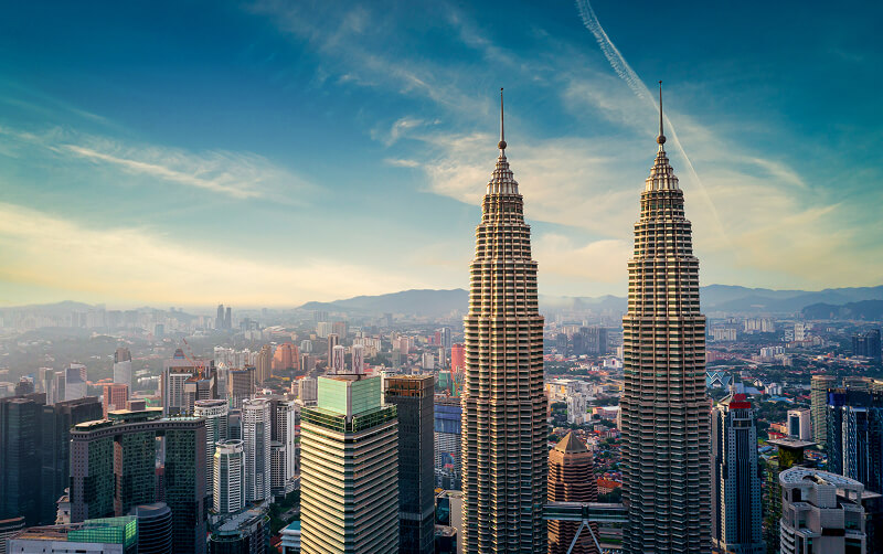 skyline view of petronas towers in Malaysia