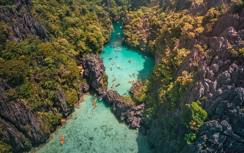 limestone cliffs and lagoon in the Philippines