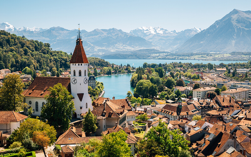 lake townscape in Switzerland
